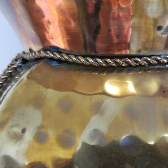1990's Vintage MCM Decor Handmade India Hammered Rope Brass Urn Style Vase - Picture 16 of 16